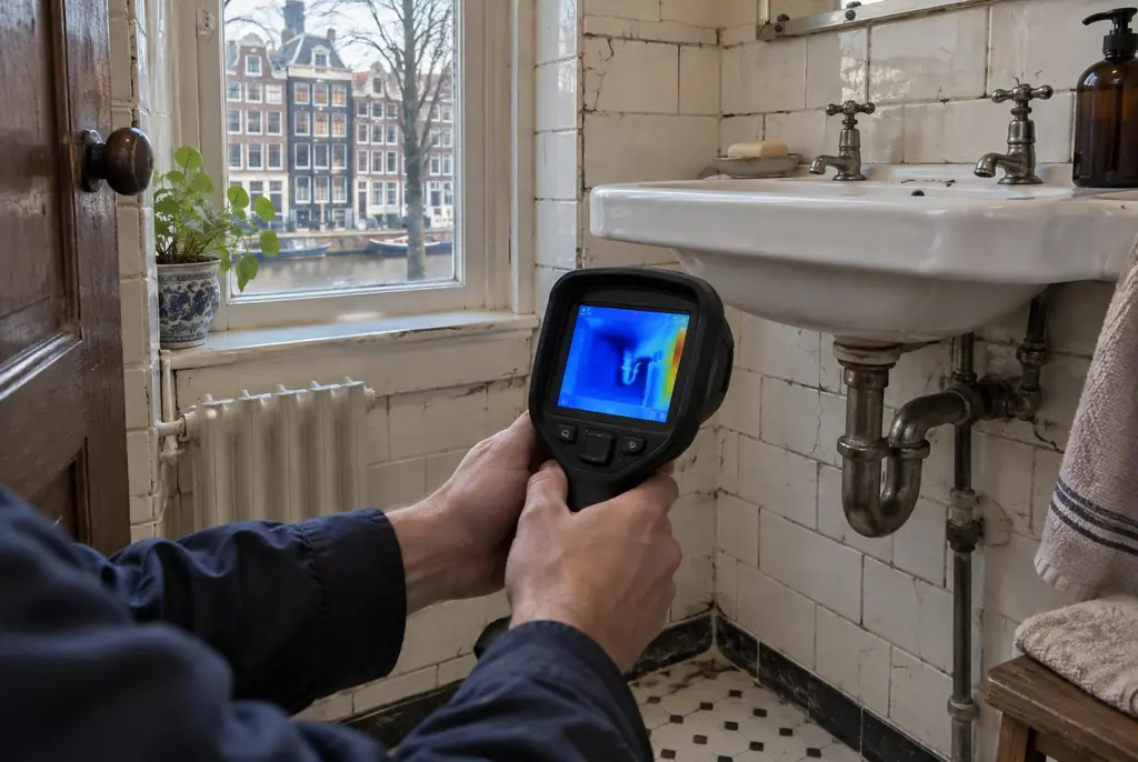 Lekdetectie Geldermalsen – badkamer met oude leidingen achter de tegels
