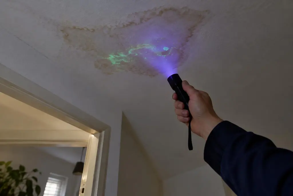 Lekdetectie Geldermalsen – kleurstof controleren op het plafond met uv-licht