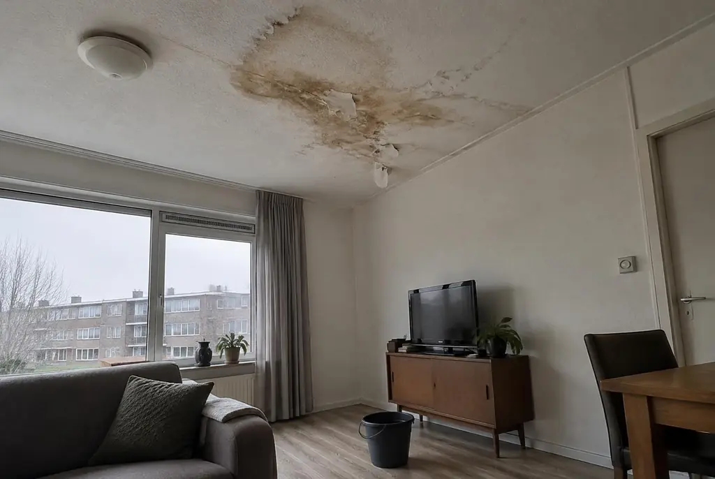 Lekdetectie Geldermalsen – vochtplek op het plafond onder een badkamer